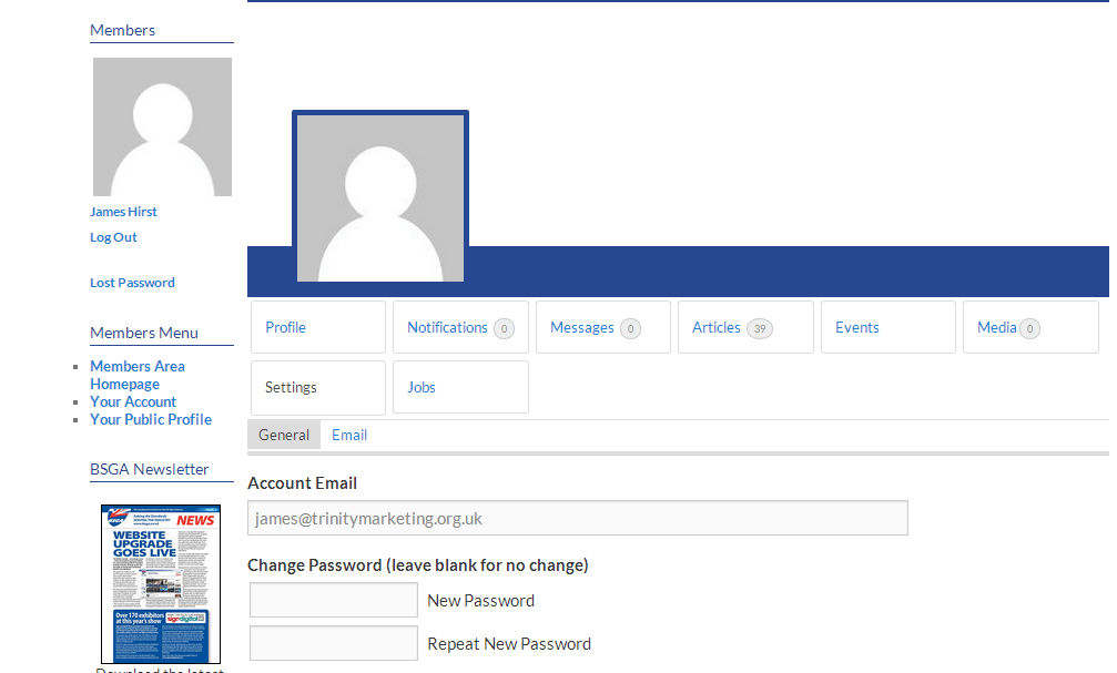 Changing your password – BSGA